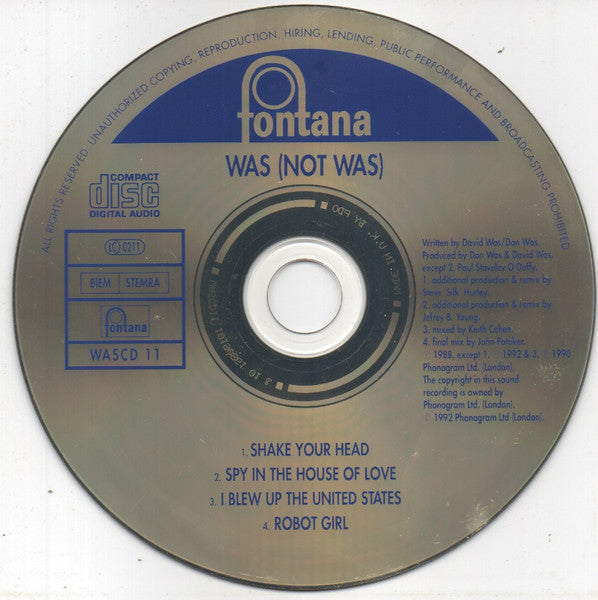 Was (Not Was) : Shake Your Head (CD, Single, M/Print)