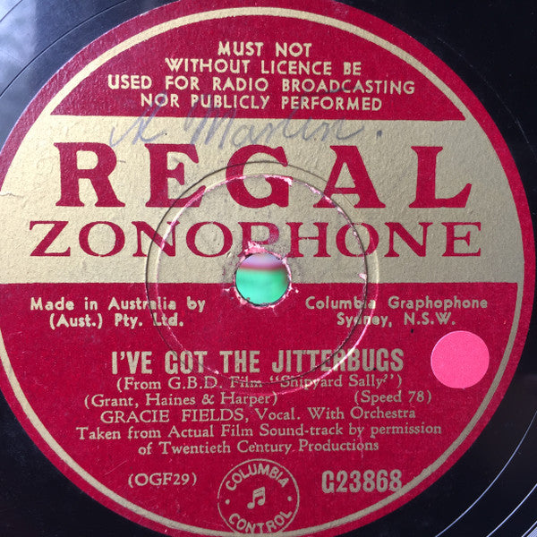 Gracie Fields : Wish Me Luck / I've Got The Jitterbugs (Shellac, 10")