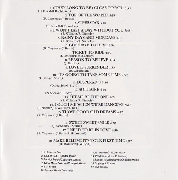 Carpenters : Startrax (CD, Comp)