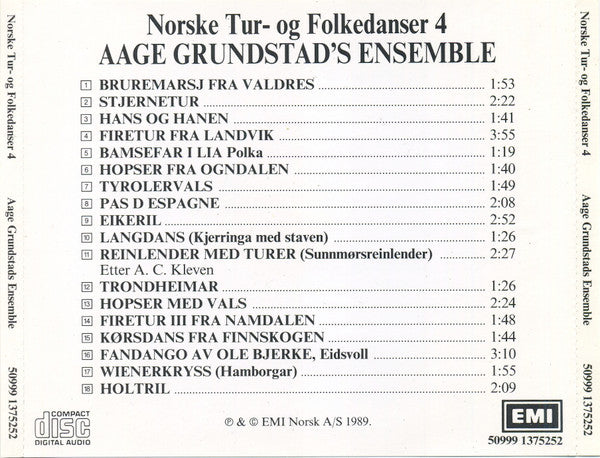 Aage Grundstad's Ensemble : Norske Tur- Og Folkedanser 4 (CD, Album)