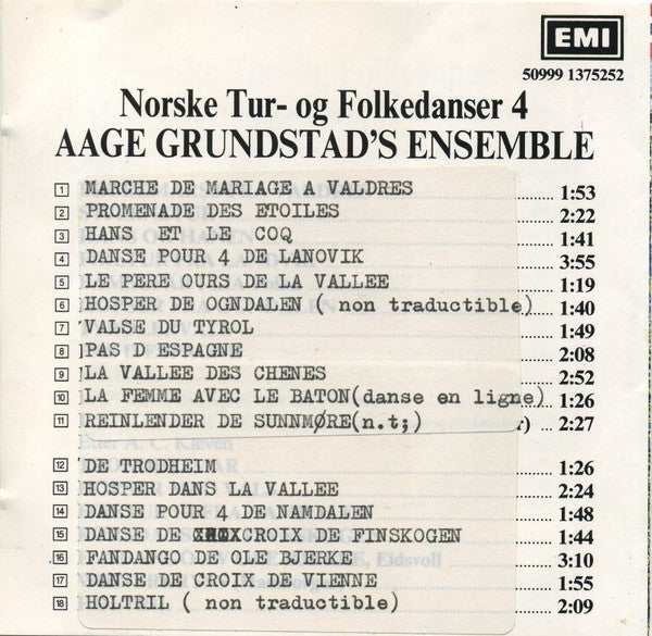 Aage Grundstad's Ensemble : Norske Tur- Og Folkedanser 4 (CD, Album)
