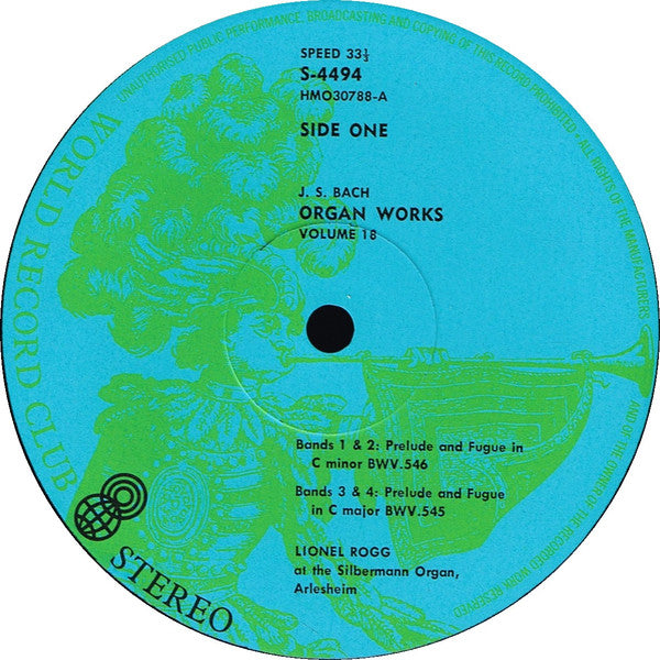 Johann Sebastian Bach / Lionel Rogg : Organ Works Vol. 18 (LP, Album, Club, RE)
