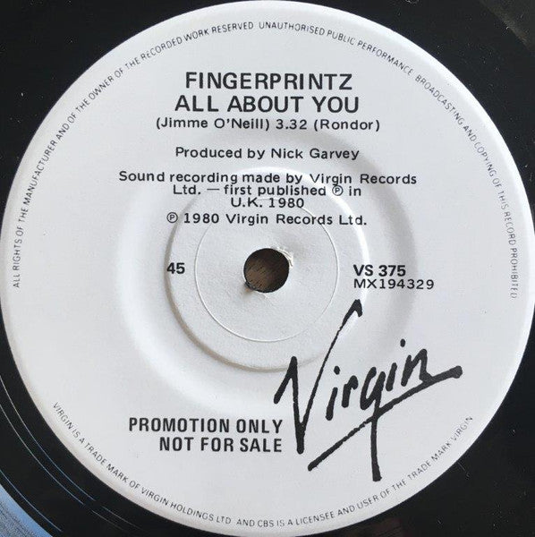 Fingerprintz (2) : Houdini Love  (7", Promo)