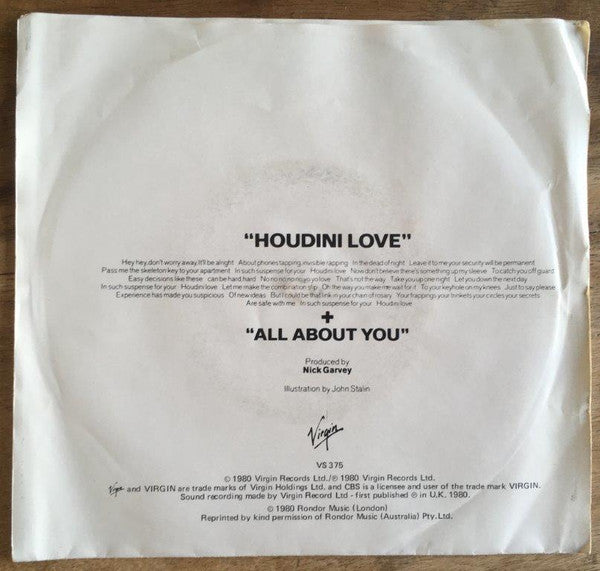 Fingerprintz (2) : Houdini Love  (7", Promo)