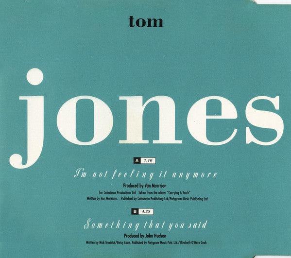 Tom Jones : I'm Not Feeling It Anymore (CD, Single)