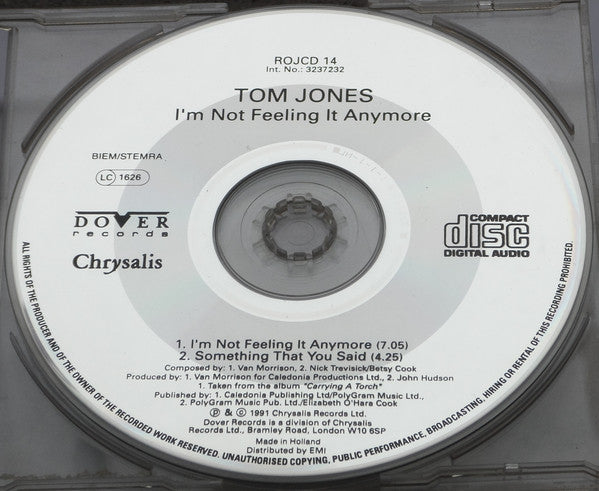 Tom Jones : I'm Not Feeling It Anymore (CD, Single)