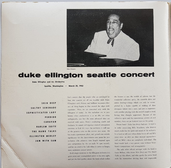 Duke Ellington And His Orchestra : Seattle Concert (LP, Album, Gat)