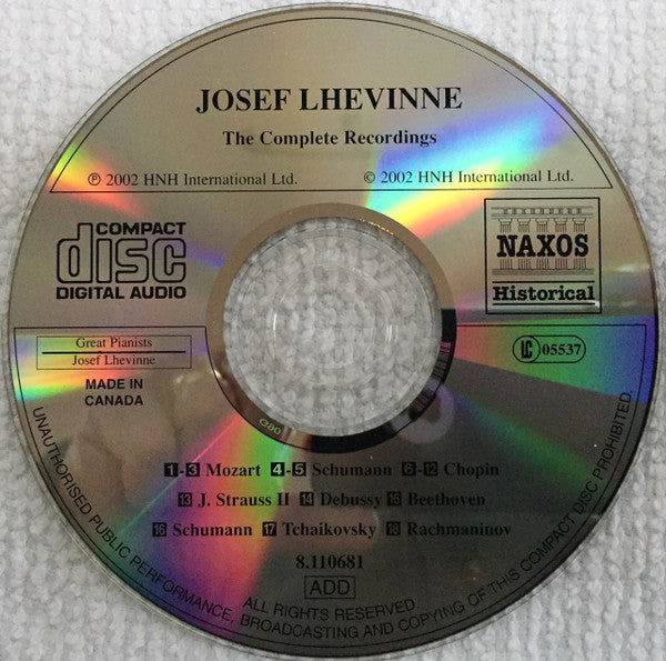 Josef Lhevinne : The Complete Recordings (Historical Recordings 1920-1937) (CD, Comp)