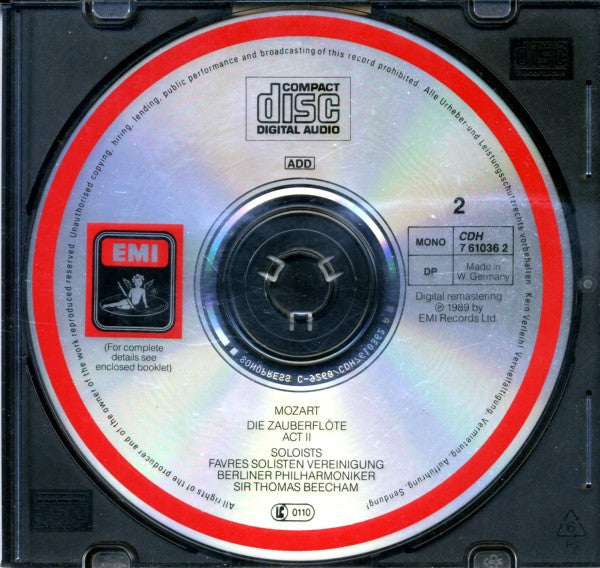 Mozart* - Tiana Lemnitz, Helge Rosvaenge*, Erna Berger, Gerhard Hüsch, Wilhelm Strienz, Berliner Philharmoniker, Sir Thomas Beecham : Die Zauberflöte (2xCD, RE, RM)