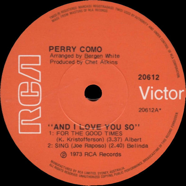 Perry Como : For The Good Times (7", EP)