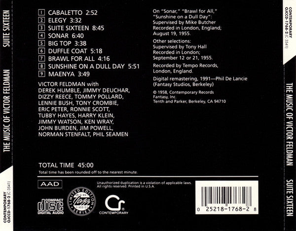 Victor Feldman : Suite Sixteen - The Music Of Victor Feldman (CD, Album, RE, RM)