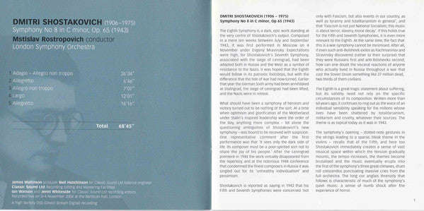 Shostakovich*, London Symphony Orchestra, Mstislav Rostropovich : Symphony No. 8 (CD, Album)