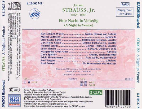 Strauß* : Eine Nacht In Venedig  (A Night In Venice) (2xCD, Album, Mono, RM)