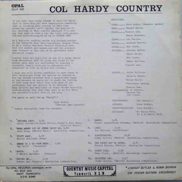 Col Hardy : Country (LP, Album)