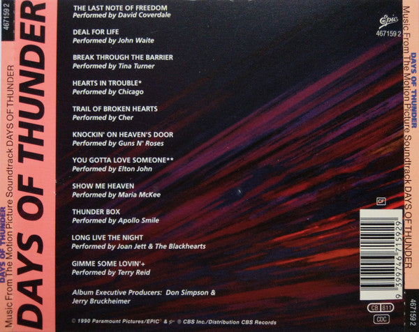 Various : Days Of Thunder (Music From The Motion Picture Soundtrack) (CD, Comp)