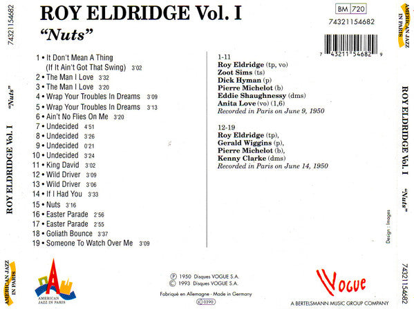 Roy Eldridge : Nuts The Complete Vogue Recordings • Vol 1 (CD, Comp)