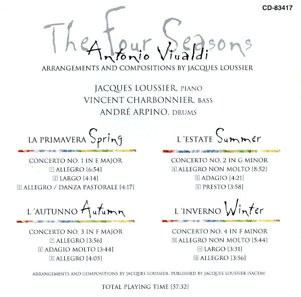 Jacques Loussier Trio : Vivaldi: The Four Seasons (CD, Album)