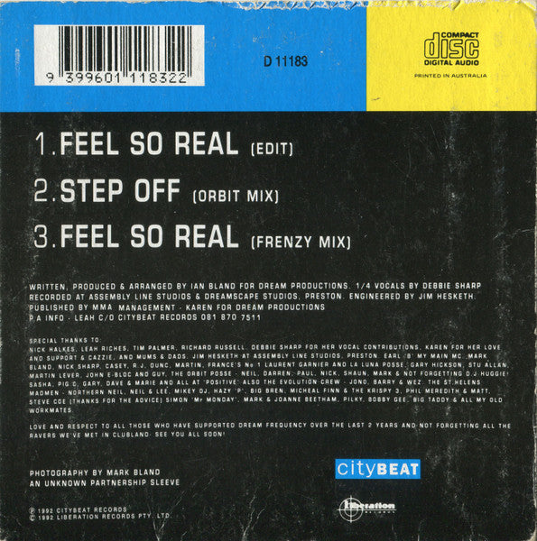 Dream Frequency Featuring Debbie Sharp : Feel So Real (CD, Single)