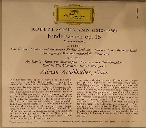 Robert Schumann, Adrian Aeschbacher : Träumerei Kinderszenen Op.15 (7", Mono)