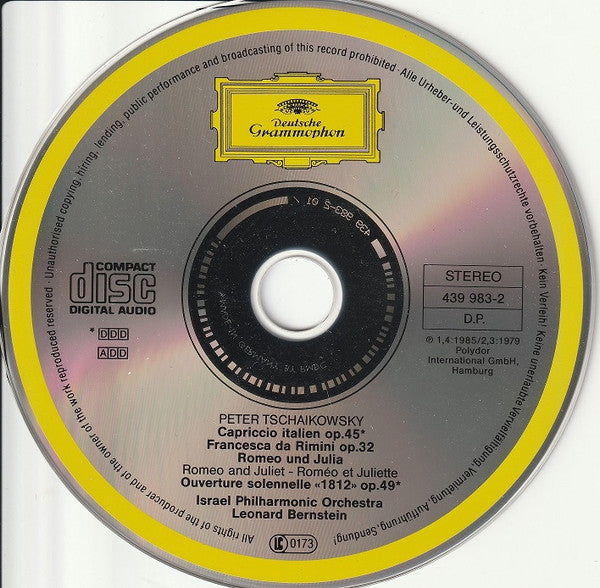Leonard Bernstein, Israel Philharmonic Orchestra, Peter Tschaikowsky* : Ouverture 1812 - Romeo & Julia - Capriccio Italien - Franscesca a Rimini (CD, Comp, RM)