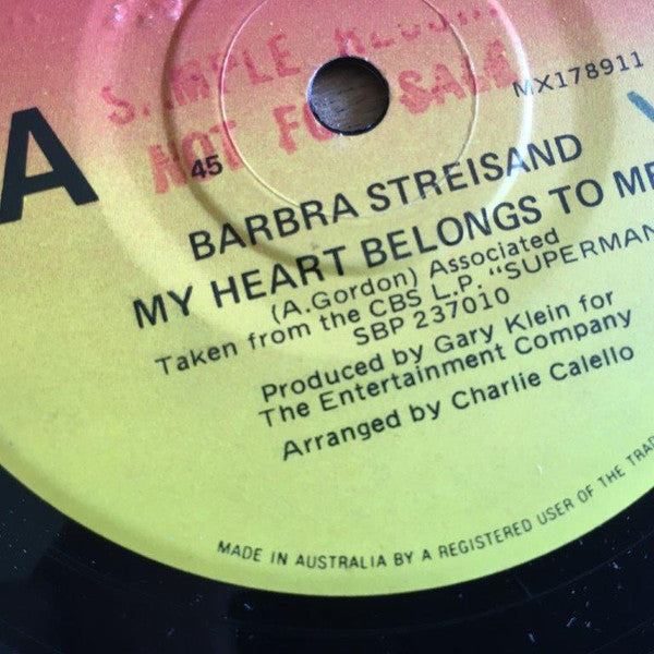 Barbra Streisand : My Heart Belongs To Me (7", Single)
