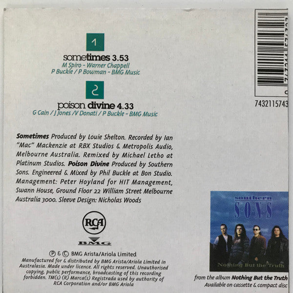 Southern Sons (2) : Sometimes (CD, Single)