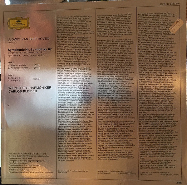 Beethoven* - Wiener Philharmoniker, Carlos Kleiber : Symphonie Nr. 5 (LP)