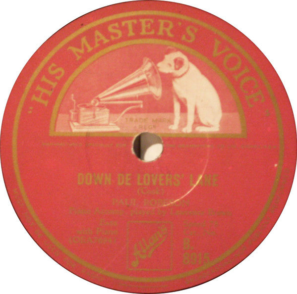 Paul Robeson : Down De Lovers' Lane / Lullaby (Shellac, 10")