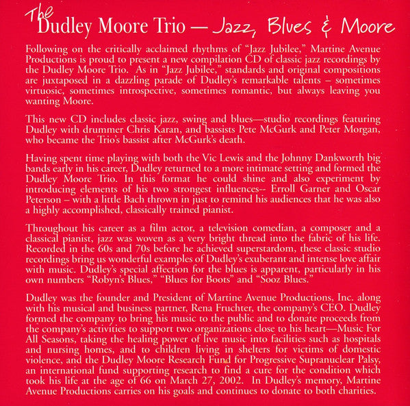 Dudley Moore Trio : Jazz, Blues & Moore (CD, Comp)