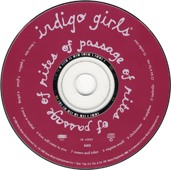 Indigo Girls : Rites Of Passage (CD, Album, Son)