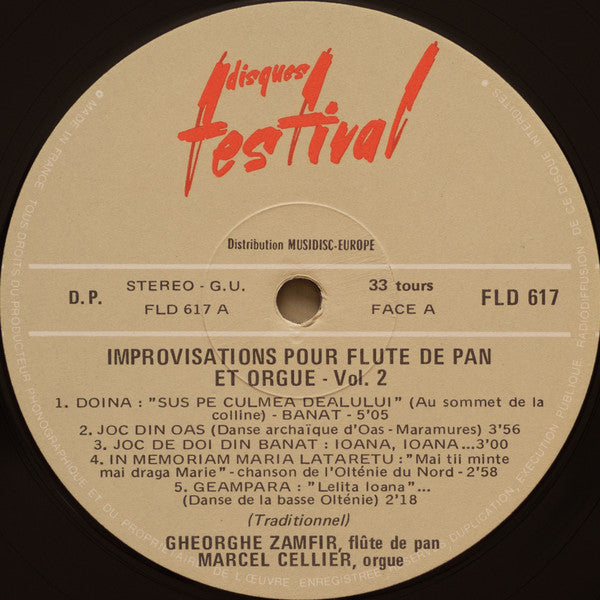 Gheorghe Zamfir Et Marcel Cellier : Improvisations Pour Flûte De Pan Et Orgue Vol. 2 (LP, Album)