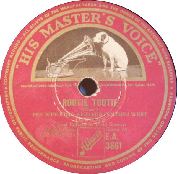 Pee Wee King And His Golden West Cowboys : Tennessee Waltz / Rootie Tootie (Shellac, 10")