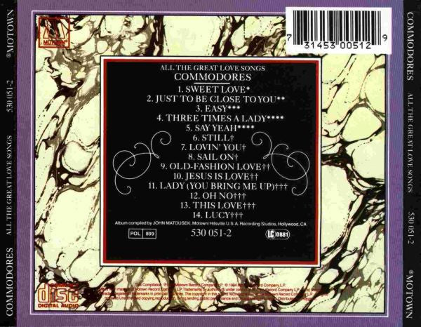 Commodores : All The Great Love Songs (CD, Comp, RE)