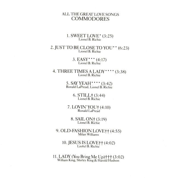 Commodores : All The Great Love Songs (CD, Comp, RE)