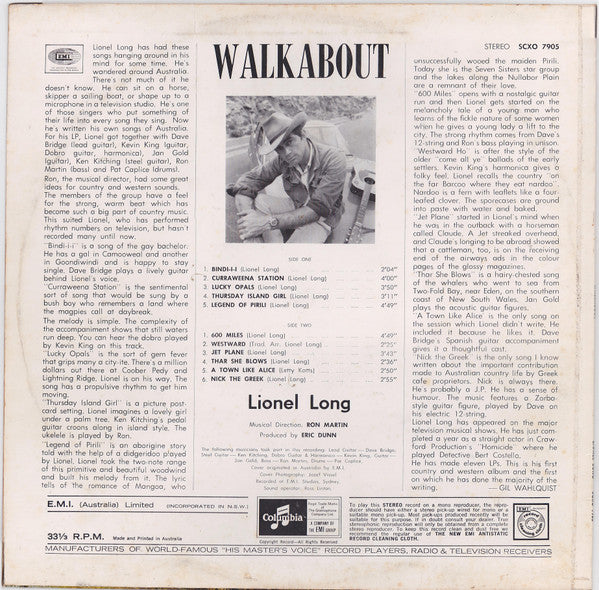 Lionel Long : Walkabout (LP, Album, RE)