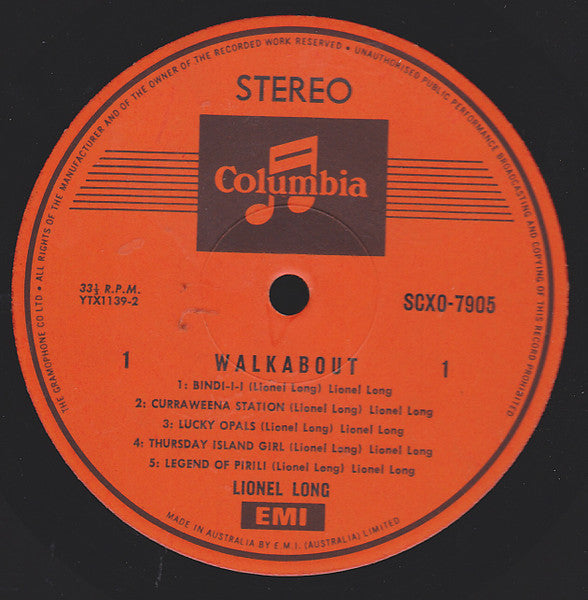 Lionel Long : Walkabout (LP, Album, RE)