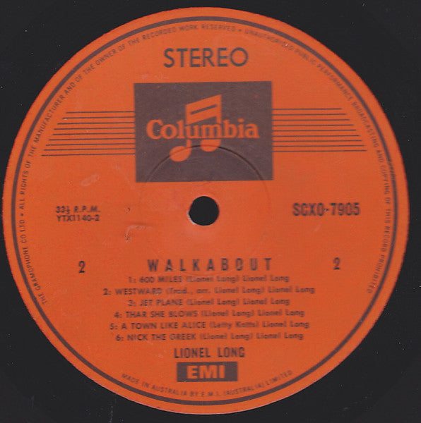 Lionel Long : Walkabout (LP, Album, RE)