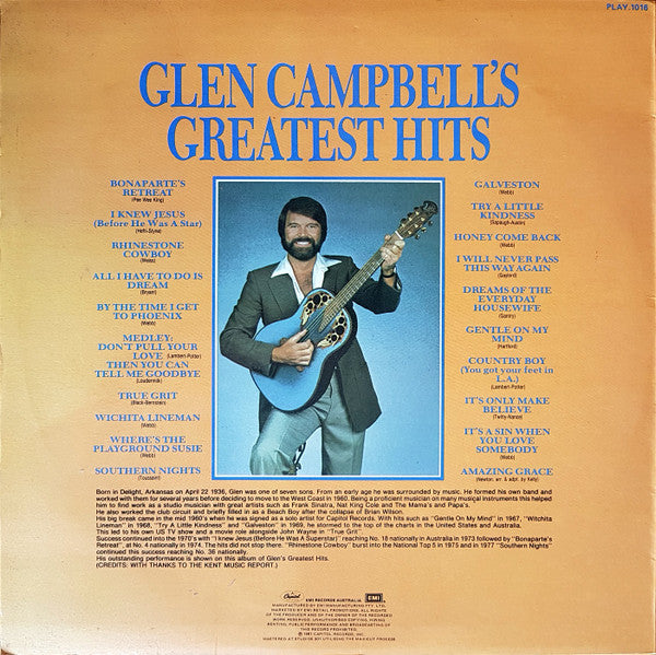 Glen Campbell : Glen Campbell's Greatest Hits (LP, Comp)