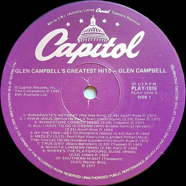 Glen Campbell : Glen Campbell's Greatest Hits (LP, Comp)