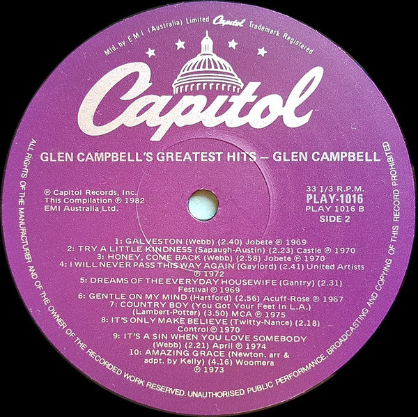 Glen Campbell : Glen Campbell's Greatest Hits (LP, Comp)