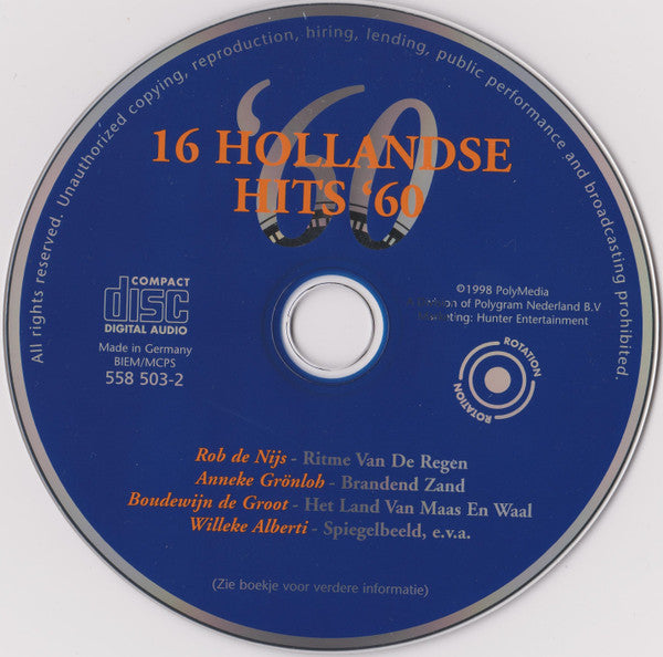 Various : 16 Hollandse Hits '60 (CD, Album, Comp, RE)