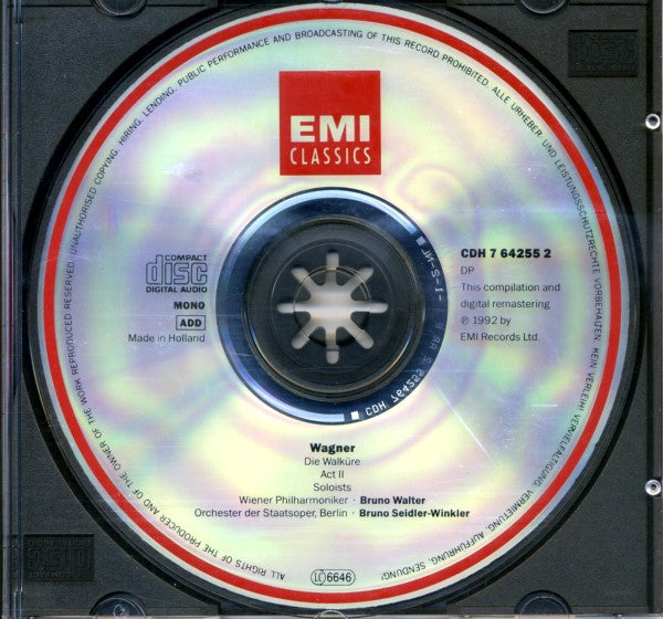 Wagner* - Marta Fuchs, Hans Hotter, Lotte Lehmann, Lauritz Melchior, Margarete Klose, Emanuel List, Bruno Walter / Bruno Seidler-Winkler : Die Walküre: 2.Akt / Acte 2 / Act 2 (CD, Comp, RE, RM)