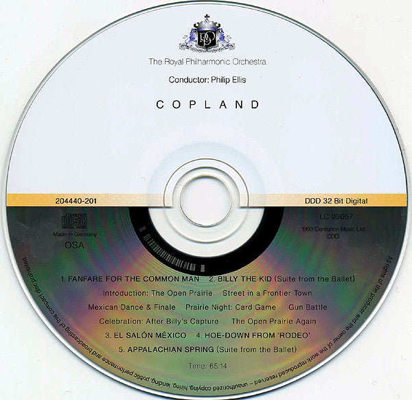 Copland* - The Royal Philharmonic Orchestra*, Philip Ellis : Fanfare For The Common Man / Billy The Kid / El Salón México / Hoe-Down From 'Rodeo' / Appalachian Spring (CD, Comp)