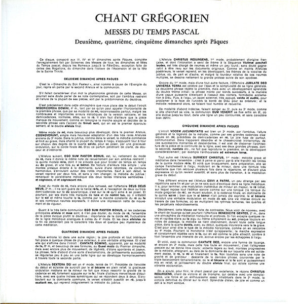 Chœur Des Moines De L'Abbaye Saint-Pierre De Solesmes, Dom Joseph Gajard : Chant Gregorien - Messes Du Temps Pascal 2 (LP, gat)