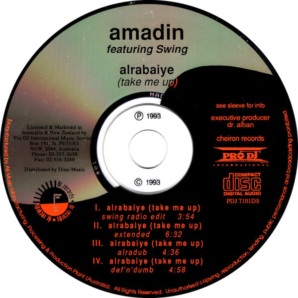 Amadin Featuring Swing : Alrabaiye (Take Me Up) (CD, Single, Car)