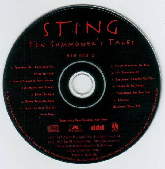 Sting : Ten Summoner's Tales (CD, Album)
