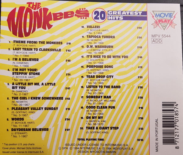 The Monkees : 20 Greatest Hits (CD, Comp)