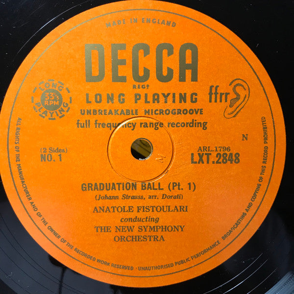 Johann Strauss Jr., Anatole Fistoulari, The New Symphony Orchestra Of London : Graduation Ball (LP, Mono)