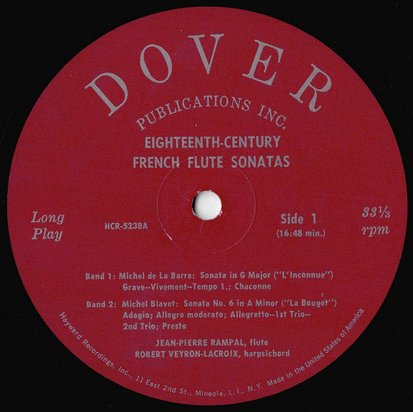 Michel De La Barre, Michel Blavet, Anne Danican-Philidor*, François Couperin - Jean-Pierre Rampal, Robert Veyron-Lacroix : Eighteenth-Century French Flute Sonatas (LP, Mono)