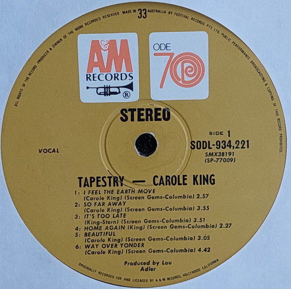 Carole King : Tapestry (LP, Album, Ita)